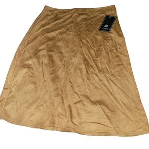 NWT Bagatelle Collection Camel A-Line Faux Suede Skirt SZ L